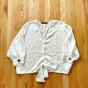 Zara Patterned Front Tie Top